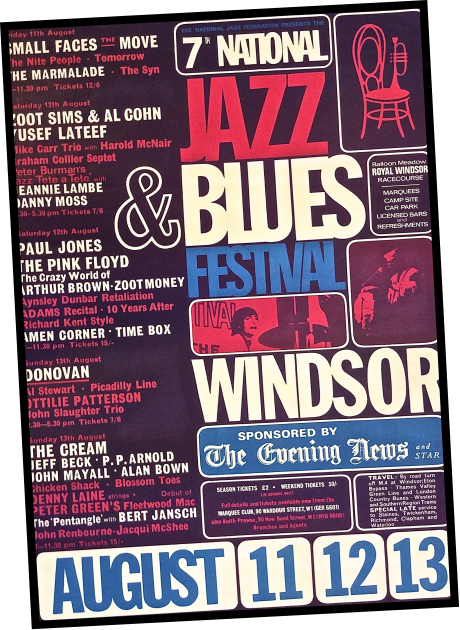 TYA 7th National Jazz And Blues Festival Windsor 1967 Concert Poster