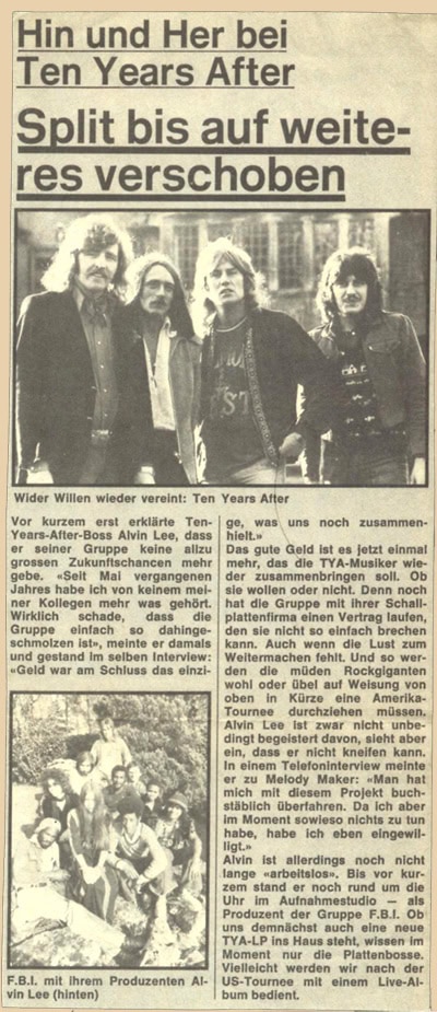 Ten Years After (1974 January to July)